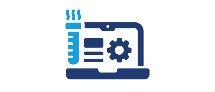Icon of a laptop and a test tube