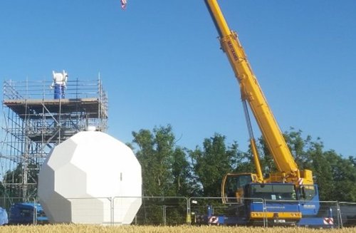Photo of High Moorsley weather radar. Phot credit: Raise Telecoms Ltd and Met Office.